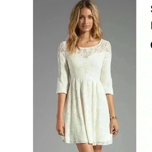 Free people shake it up dress size SP white floral eyelet 3/4 sleeve